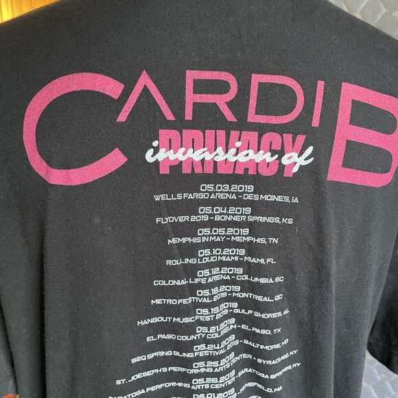 Cardi B Invasion Of Privacy Concert Tour Tee Unisex L Black T-Shirt Rap - Picture 5 of 6